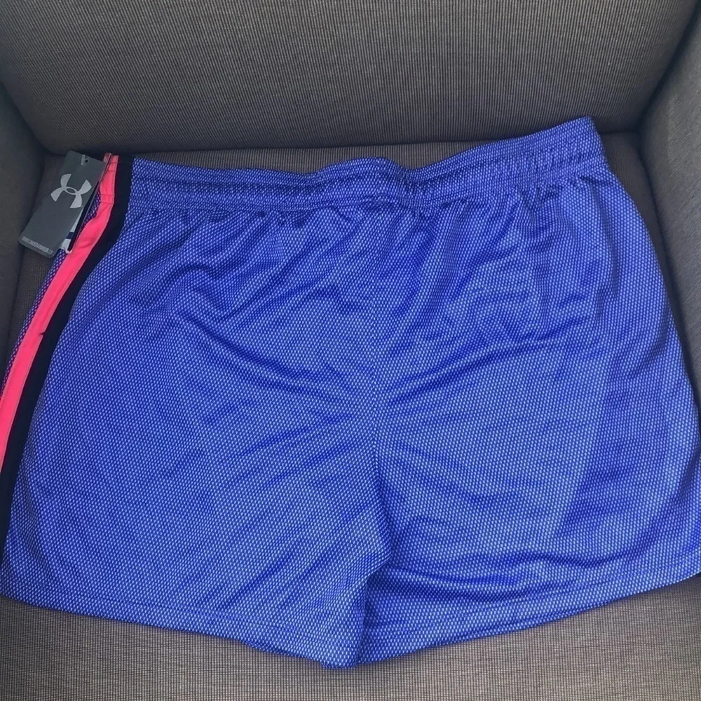 NWT Under Armour girls workout shorts hot pink black purple blue & white stripe